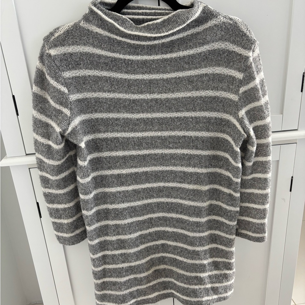 BDG Gray and White Striped Long Sleeve Dress